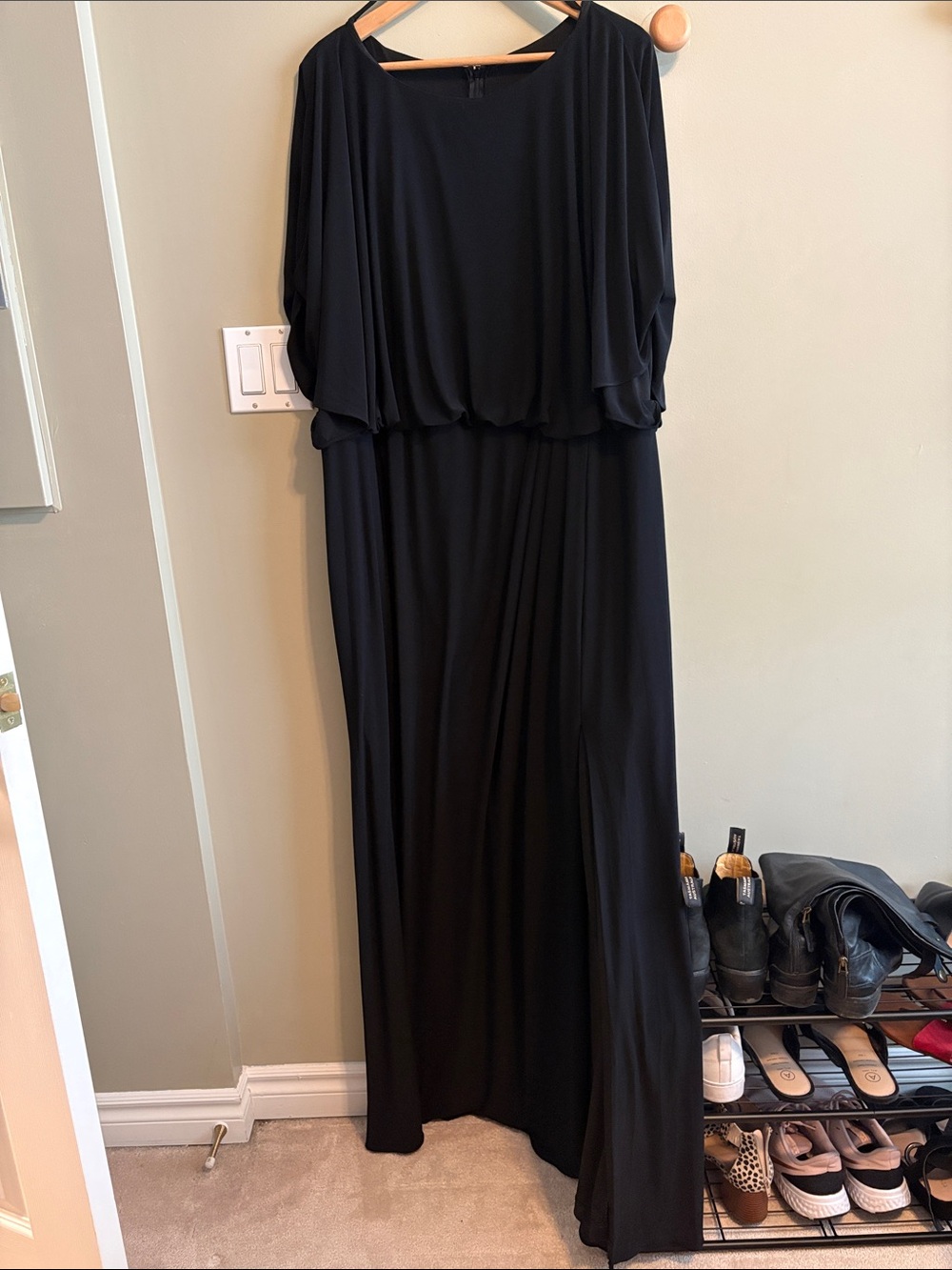 BHLDN Black Draped Maxi Dress